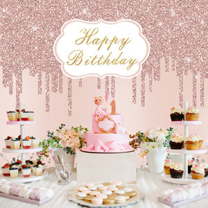 Toile de fond rose de décoration en cristal pour la fête de joyeux anniversaire