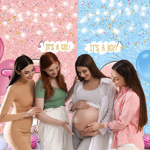 Toile de fond de photographie de ballon rose et bleu pour la fête de bébé