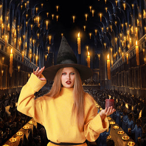 Toile de fond de Harry Potter église poudlard salle à manger bougies architecture