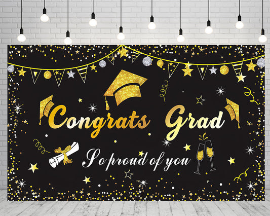 Toile de fond de fête remise des diplômes fond doré Idées au lycée TKH1844