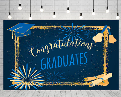 Toile de fond de remise des diplômes universitaires bleu foncé pour la fête de célébration de la photographie TKH1849