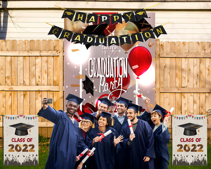 Toile de fond ballon décorations collège graduation pour la photographie graduation fête TKH1850