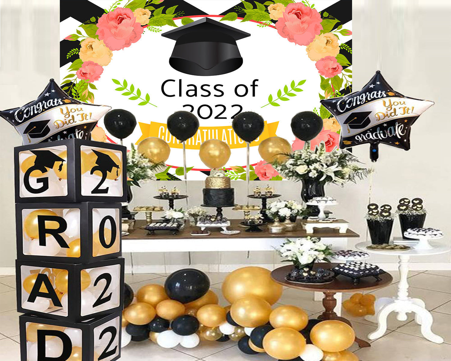Toile de fond noir et blanc graduation fleur lycée graduation fête photographie TKH1858