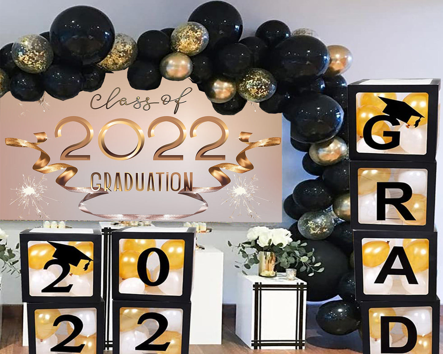 Toile de fond de graduation ballons décoration classee de 2022 photographie idées TKH1861