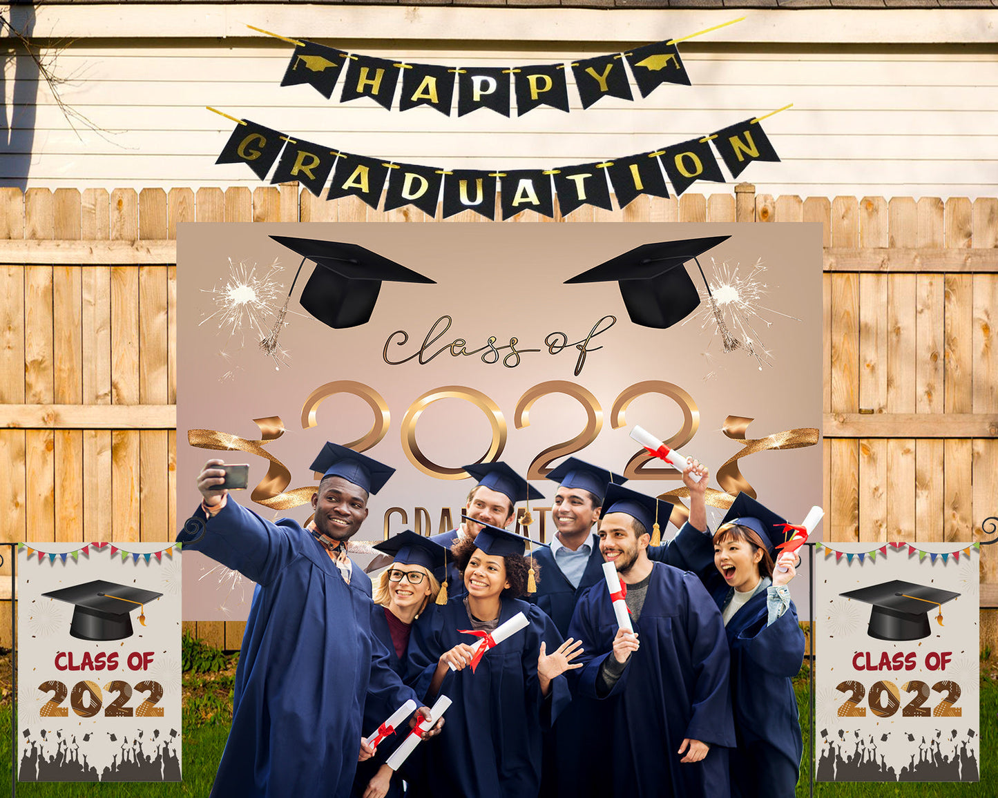 Toile de fond de graduation ballons décoration classee de 2022 photographie idées TKH1861