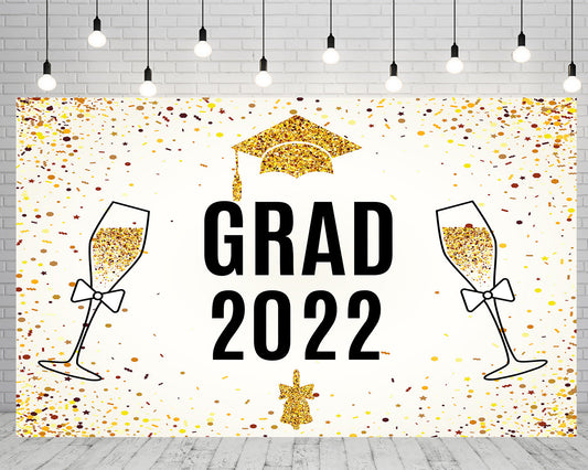 Toile de fond de fête de remise des diplômes champagne 2022 pour les décorations photographie TKH1862