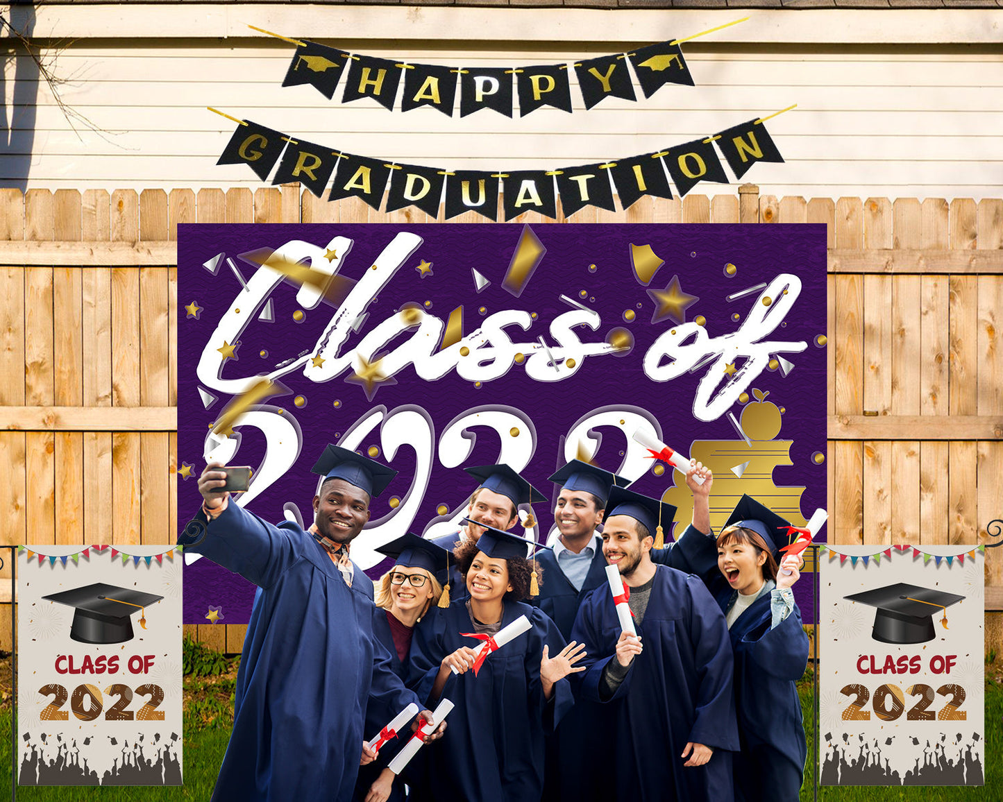 Toile de fond de graduation violette classee de 2022 fond de photographie TKH1868