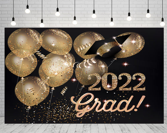 Toile de fond de ballon d'or graduation classe of 2022 pour la photographie TKH1869