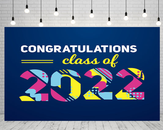Toile de fond bleu foncé graduation classe of 2022 pour la photographie photo studio TKH1871