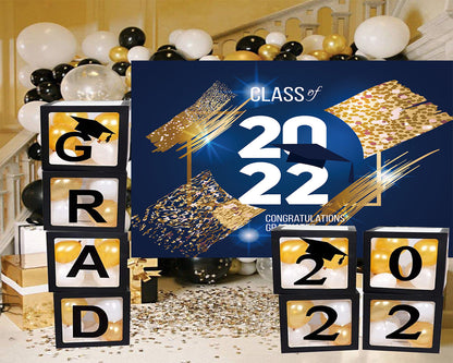 Toile de fond de graduation bleu foncé félicitations classee de 2022 fond de photographie TKH1875