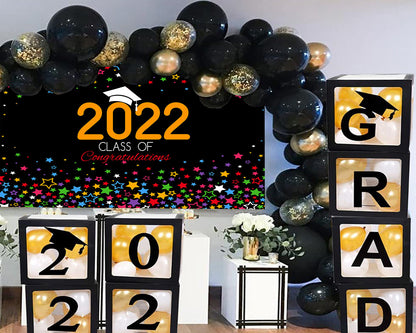 Toile de fond décorations de remise des diplômes d'étoiles colorées 2022 pour le studio photo de photographie TKH1878