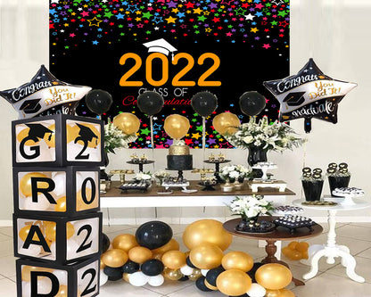 Toile de fond décorations de remise des diplômes d'étoiles colorées 2022 pour le studio photo de photographie TKH1878