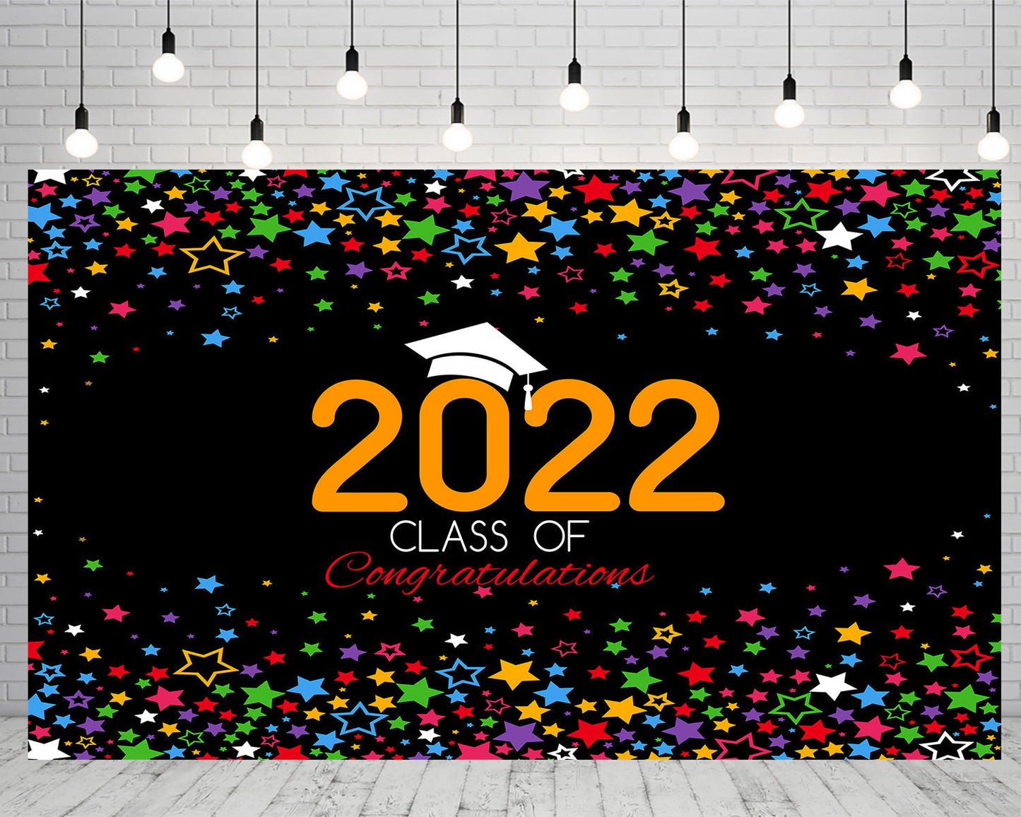 Toile de fond décorations de remise des diplômes d'étoiles colorées 2022 pour le studio photo de photographie TKH1878