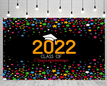 Toile de fond décorations de remise des diplômes d'étoiles colorées 2022 pour le studio photo de photographie TKH1878