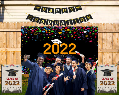 Toile de fond décorations de remise des diplômes d'étoiles colorées 2022 pour le studio photo de photographie TKH1878