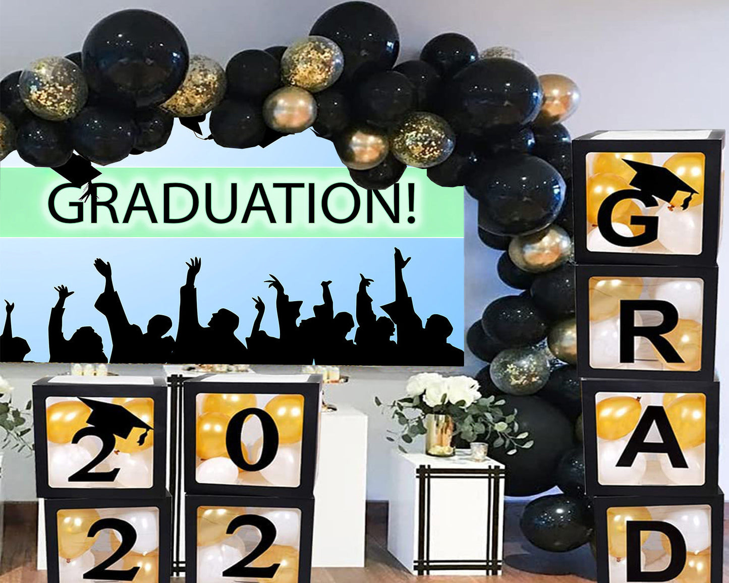 Toile de fond de graduation bleu ciel tableau noir décoration lycée fond de collège pour la photographie TKH1882