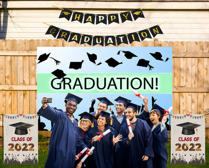 Toile de fond de graduation bleu ciel tableau noir décoration lycée fond de collège pour la photographie TKH1882