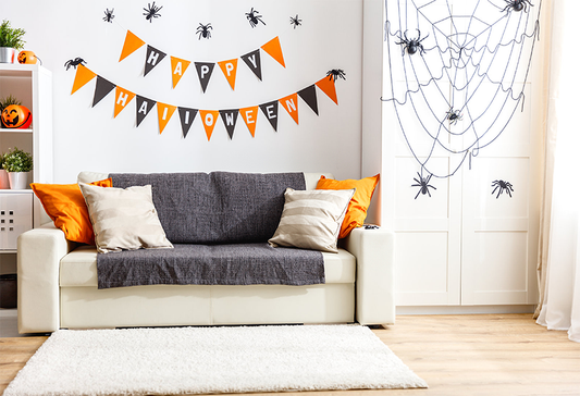 Toile de fond joyeux Halloween d'araignées sofa tapis de photo