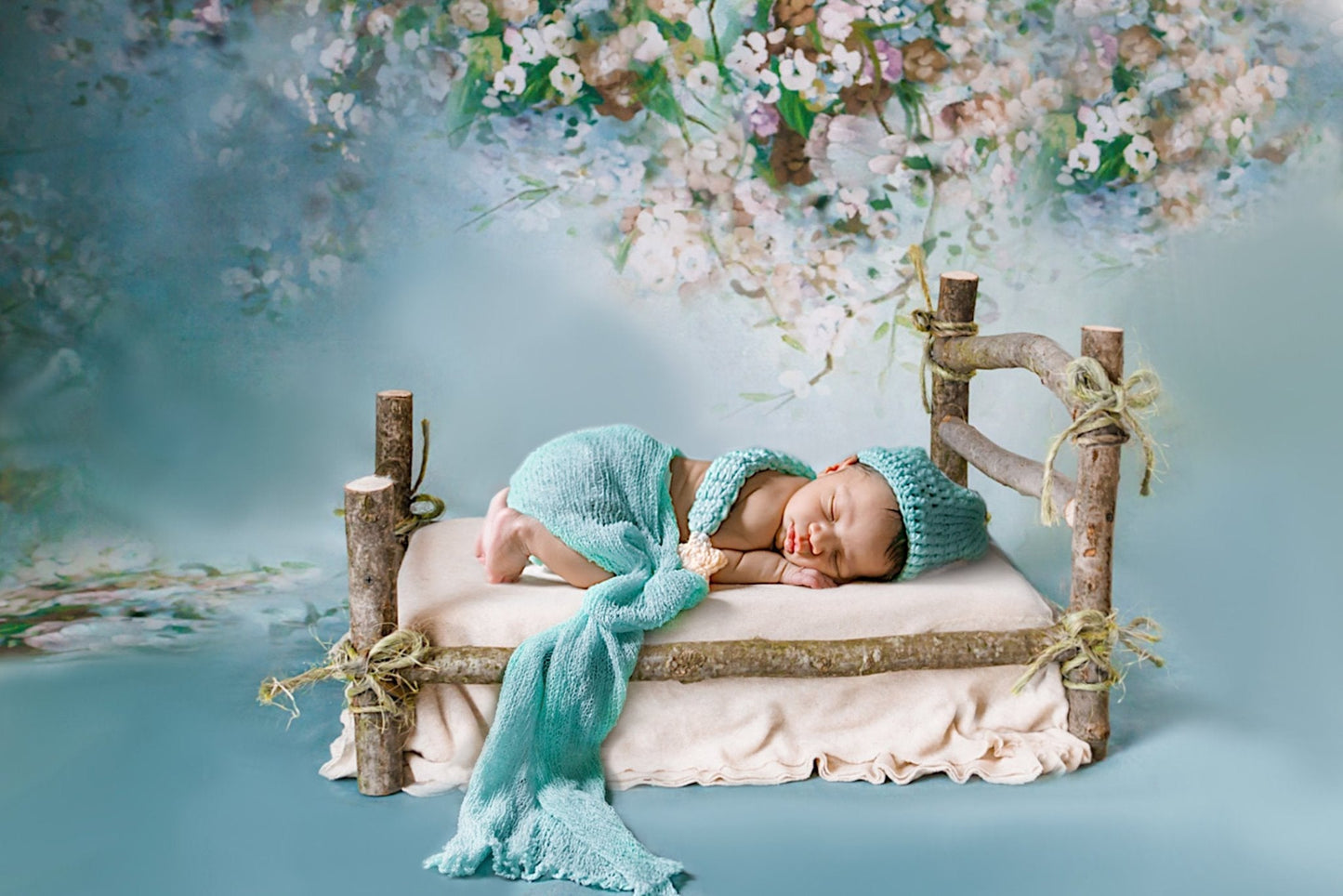 Toile de fond de portrait floral mariage bébé nouveau-né pour la photo studio